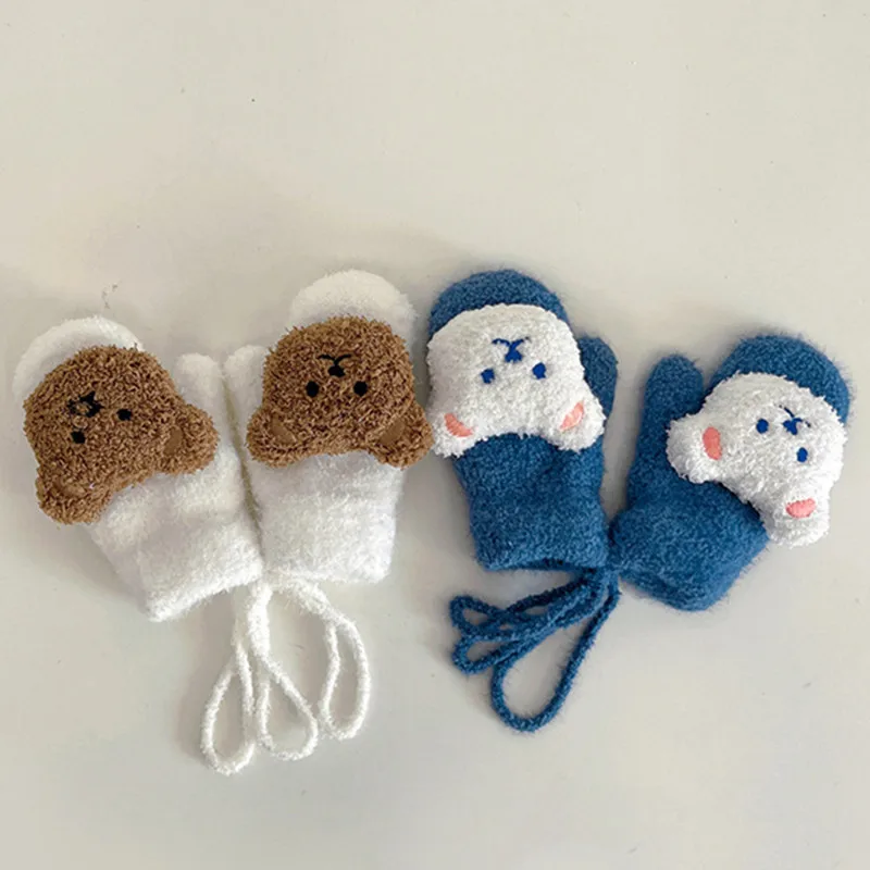 1-4Y 만화 곰 아기 장갑 겨울 따뜻한 어린이 아기  - Teething Mitten Baby 리뷰 및 가격